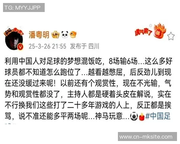 潘粤明调侃国足表现不佳建议让游戏玩家上场试试